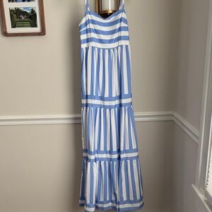 Blue and White Striped Maxi Dress